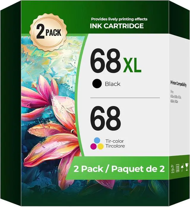 Main image of 68 68XL Ink Cartridges Envy 6155e Envy 6555e ink Compatible with hp 68 68e 68XL hp68 Ink Cartridges 68 e 68 xl 68 Black Color Combo Pack Compatible for Envy 6100e 6500e 6155e 6555e 6155 6555 Printers