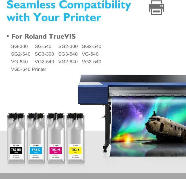 Alt view image 2 of 7 - TR2 Ink Cartridges 500ml 4-Pack TrueVIS Ink TR2-BK TR2-CY TR2-MG TR2-YE Replacement for Roland TrueVIS TR2 Ink for SG-300 540 SG2-300 540 640 SG3-300 540 VG-540 640 VG2-540 640 VG3-540 640 Printer