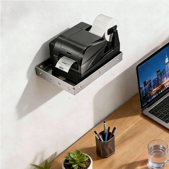 Alt view image 2 of 6 - 304 Stainless Steel Printers Tray10.2 x 6.5 Inch Heavy Duty Printer Shelf for POS KDS, Wall & Shelf Mountable Printer Holder for Office, Retail Store and Restaurant Etc.