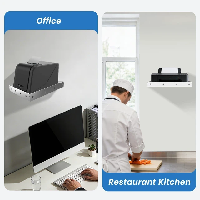 Alt view image 6 of 6 - 304 Stainless Steel Printers Tray10.2 x 6.5 Inch Heavy Duty Printer Shelf for POS KDS, Wall & Shelf Mountable Printer Holder for Office, Retail Store and Restaurant Etc.
