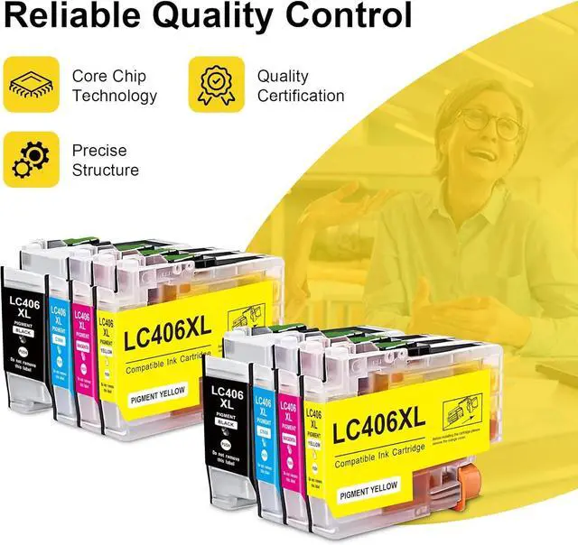 Alt view image 2 of 6 - Compatible LC406 LC406XL Ink Cartridges for Brother Printer LC 406XL for MFC-J4335DW MFC-J5855DW MFC-J6555DW MFC-J4535DW MFC-J6955DW MFC-J4345DW MFC-J5955DW - 8 Pack High Yields LC 406