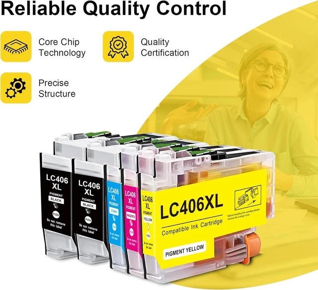 Alt view image 2 of 6 - Compatible LC406 LC406XL Ink Cartridges for Brother Printer LC406XL for MFC-J4335DW MFC-J5855DW MFC-J6555DW MFC-J4535DW MFC-J6955DW MFC-J4345DW MFC-J5955DW - 5 Pack, 2BK1C1M1Y