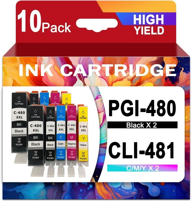 Main image of PGI-480 CLI-481 Ink Cartridge Compatible for Canon PGI480 CLI481 Ink,Designed for 480 481 Ink TS704 TR7540 TR8540 TS6140 TS8140 TS9140 TS9540 TS9541C Printers 2sets