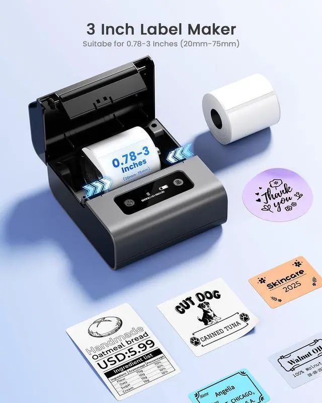 Alt view image 2 of 7 - Phomemo Label Printer M221-3 Inch Small Address Label Maker, Portable Label Printer for Small Business, Barcode & Address Labels, Compatible with Phone/PC, Space Gray + 100 Labels