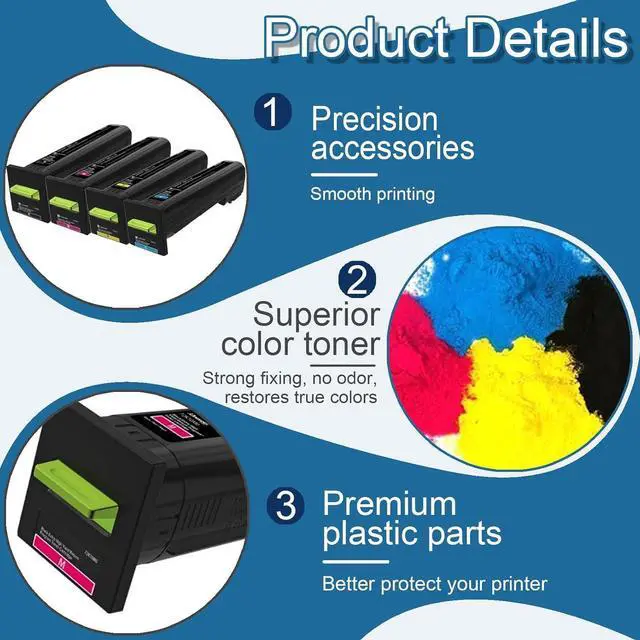 Alt view image 4 of 7 - CX820 Toner Cartridge Compatible for Lexmark CX820 72K10M0 Magenta Toner Cartridges Work for Lexmark CS820 CX820 CX825 CX860 Printers