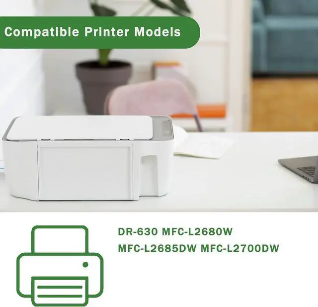Alt view image 2 of 7 - Compatible for Brother DR630 Drum Unit DR-630 MFC-L2680W MFC-L2685DW MFC-L2700DW Printers, High Yield 22000 Pages Bright Clear Colors (2-Pack Black)