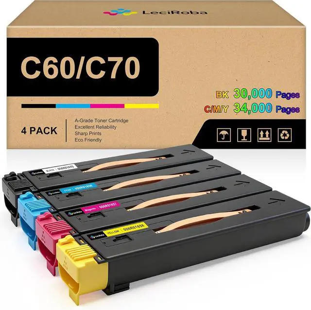 Alt view image 7 of 7 - LeciRoba Compatible C60 C70 High Yield Toner Cartridge Replacement for Xerox 006R01655 006R01656 006R01657 006R01658 for Xerox Color C60 C70 Printer (4-Pack, Black Cyan Magenta Yellow)