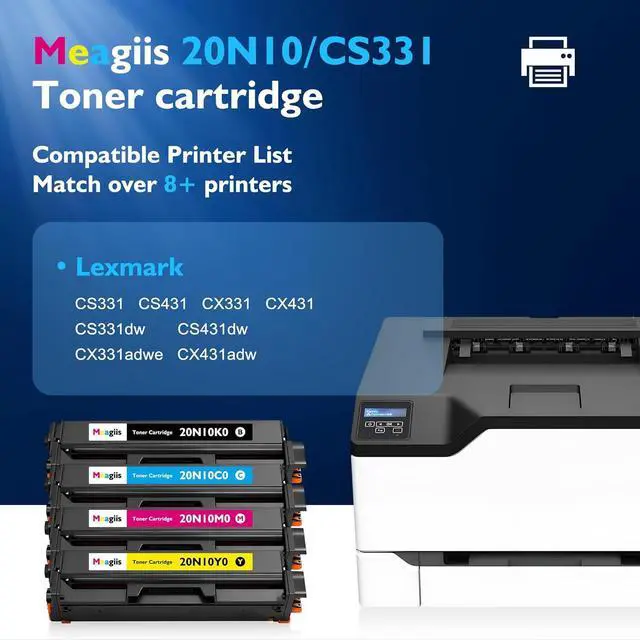 Alt view image 2 of 7 - CX331 CS331 Toner Cartridge Set Compatible for Lexmark 20N10 Toner