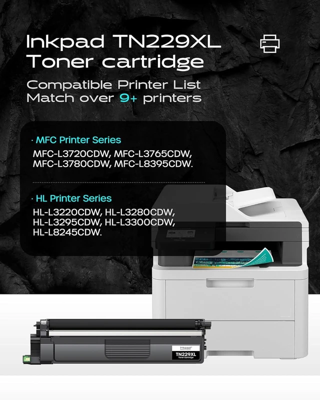 Alt view image 2 of 7 - Compatible TN229XL TN229 Toner Cartridges for MFC-L3780CDW HL-3280CDW Replacement with Brother TN229XL TN-229XL TN-229 229XL Work with MFC-L3720CDW HL-L3220CDW HL-L3300CDW Printers (4 Pack, Bk/C/M/Y)