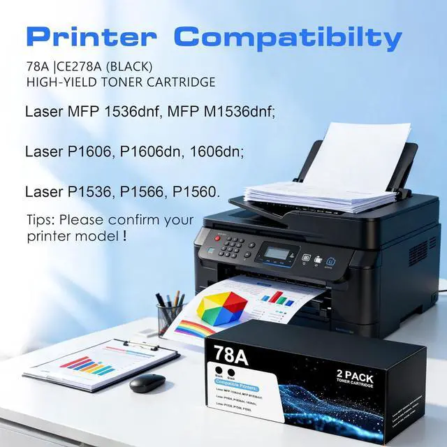 Alt view image 2 of 7 - 78A CE278A Black Toner Cartridge High-Yield 2 Pack for Laser P1566