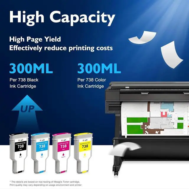 Alt view image 3 of 7 - 738 Ink Cartridges 300ML with Chip High Capacity Replacement for HP