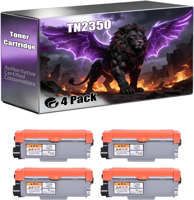 Main image of TN2350 Toner Cartridge Compatible for Brother HL-L2300D HL-L2365DW HL-L2340DW HL-L2360DW HL2380DW HL-L2360DN Printers, with Chip, High Yield 6200 Pages, Vivid Colors (4 Pack Black)