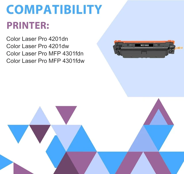 Alt view image 2 of 7 - 210X W2100X Toner Cartridges High Yield Compatible for HP 210X 210A W2100A Compatible for HP Color Laser Pro 4201dn 4201dw MFP 4301fdw 4301fdn Printer Ink (4P,Black Cyan Yellow Magenta)