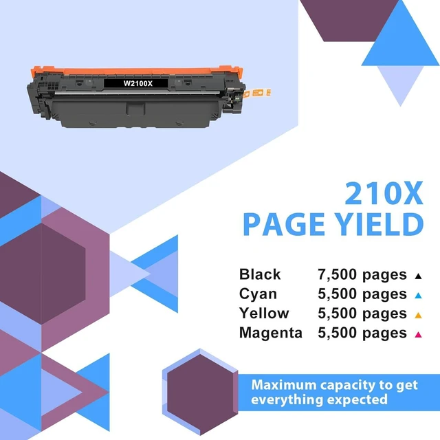 Alt view image 4 of 7 - 210X W2100X Toner Cartridges High Yield Compatible for HP 210X 210A W2100A Compatible for HP Color Laser Pro 4201dn 4201dw MFP 4301fdw 4301fdn Printer Ink (4P,Black Cyan Yellow Magenta)