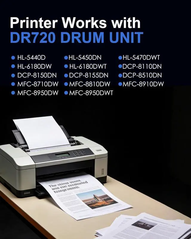 Alt view image 2 of 7 - DR720 Drum Unit 1-Pack (Not Toner) Replacement for Brother DR720 DR 720 DCP-8155DN MFC-8950DW HL-6180DW DCP-8150DN MFC-8710DW MFC-8910DW HL-5450DN HL-5470DW MFC-8810DW Printer
