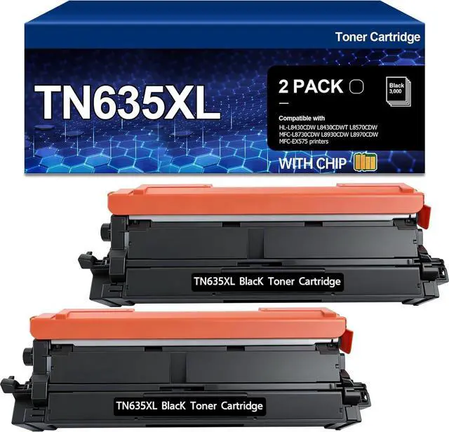 Main image of Twin Pack TN635XL Black Toner Cartridges Replacement for TN635 Brother HL-L8430CDW L8430CDWT L8570CDW MFC-L8730CDW L8930CDW L8970CDW EX57(2 Black,5500 Pages)