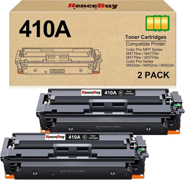 Main image of Compatible 410A Black Toner Cartridge Replacement for HP 410A CF410A 410X CF410X Use with HP Color Pro MFP M477fdw M477fnw M477fdn M452dw M452dn M452nw M377dw Printer (Black,2-Pack)