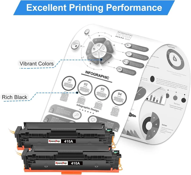 Alt view image 5 of 6 - Compatible 410A Black Toner Cartridge Replacement for HP 410A CF410A 410X CF410X Use with HP Color Pro MFP M477fdw M477fnw M477fdn M452dw M452dn M452nw M377dw Printer (Black,2-Pack)