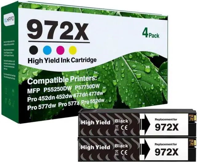 Main image of 972X Black Ink Cartridges Replacement for HP 972X 972 972A Black Ink for HP Pagewide Pro 477dw 577dw 552dw 577z 477dn 352dw 377dw 452dn 452dw Managed P55250dw P57750dw Printer