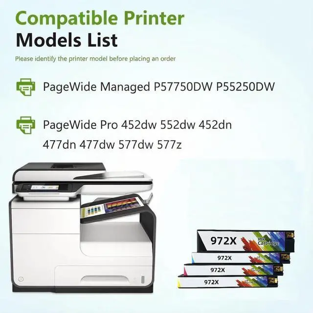 Alt view image 2 of 5 - 972X Black Ink Cartridges Replacement for HP 972X 972 972A Black Ink for HP Pagewide Pro 477dw 577dw 552dw 577z 477dn 352dw 377dw 452dn 452dw Managed P55250dw P57750dw Printer