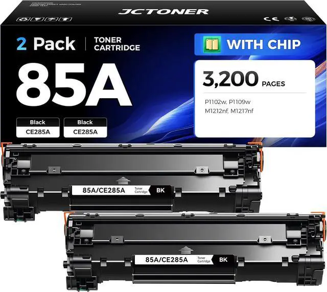 Main image of 85A Black Toner Cartridge 2-Pack with chip High Yield Replacement for HP 85A CE285A Compatible with HP LaserJet Pro MFP M1212nf M1217nfw P1102w P1109w Printer P1102 P1109 M1212 M1217 Series Ink Copy