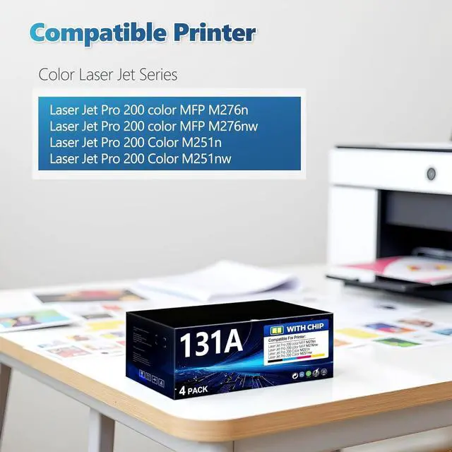 Alt view image 2 of 7 - 131A Toner Cartridges 4-Pack Compatible HP 131A CF210A CF211A CF212A CF213A Toner Cartridges Replacement for Laser Jet Pro 200 color MFP M276n M276nw Pro 200 M251n M251nw (BK/C/M/Y)) | CF210AQ1