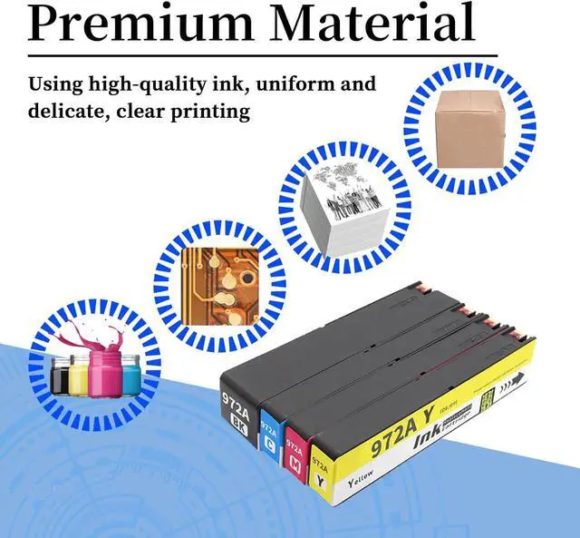 Alt view image 6 of 7 - 972A Ink Cartridges Compatible for HP 972A BK 972A C 972A M 972A Y Ink Cartridge for HP Pagewide 352dw 377dw 452dw 452dn 477dw 477dn 552dw 577dw 577z P55250dw P57750