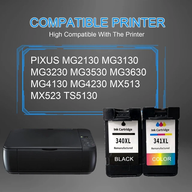 Alt view image 2 of 7 - BC-340XL Ink Cartridges Compatible for Canon BC-340XL BC-341XL Ink Cartridge for Canon PIXUS MG2130 MG3130 MG3230 MG3530 MG3630 MG4130 MG4230 MX513 MX523 TS5130 Prin