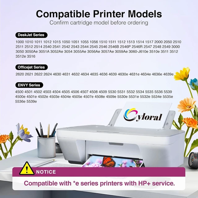 Alt view image 2 of 7 - Cyloral 61XL Ink Cartridge Black for HP 61 Ink Cartridges Black for Envy 4500 5530 4501 4502 5535 Officejet 4630 4635 Deskjet 1000 2542 2540 3050 3050A for HP Ink 61 Replacement