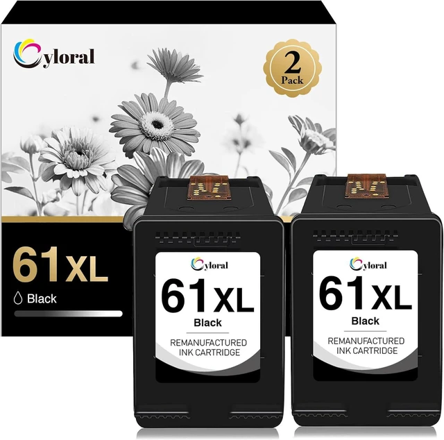 Main image of Cyloral 61XL Ink Cartridge Black for HP 61 Ink Cartridges Black for Envy 4500 5530 4501 4502 5535 Officejet 4630 4635 Deskjet 1000 2542 2540 3050 3050A for HP Ink 61 Replacement