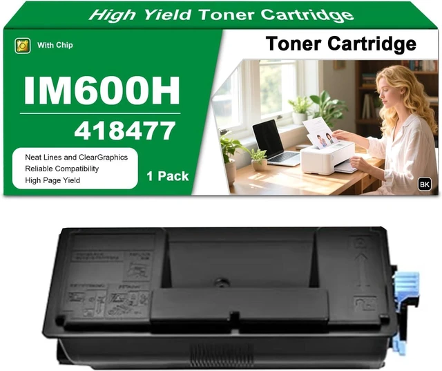 Main image of IM600H Black Toner Cartridge Replacement (with Chip) for Ricoh IM 600H 418480 Toner Cartridge Work for Ricoh IM600SRF IM600 IM550F IM550 P800 P801 Printers High Yield 25500 Pages