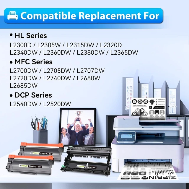 Alt view image 2 of 7 - ZIPRINT TN660 Toner Cartridge and DR630 Drum Unit Compatible for Brother HL-L2300D HL-L2320D HL-L2360DW HL-L2380DW DCP-L2540DW DCP-L2520DW MFC-L2700DW MFC-L2740DW (2 Toners, 1 Drum Unit, 3 Pack)