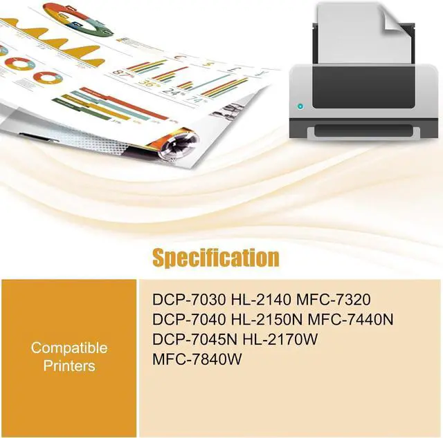 Alt view image 2 of 7 - Compatible with Brother TN2120 Toner Cartridges Work for Brother DCP-7030 HL-2140 MFC-7320 DCP-7040 HL-2150N MFC-7440N DCP-7045N HL-2170W Printers (1 Pack Black)