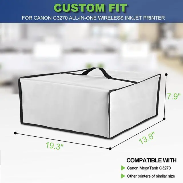 Alt view image 2 of 7 - Printer Dust Cover Waterproof Anti-Static Dustproof Heavyweight Printer Cover Case for Canon MegaTank G3270 All-in-One Wireless Inkjet Printer (19.3×13.8×7.9in) (Silver)
