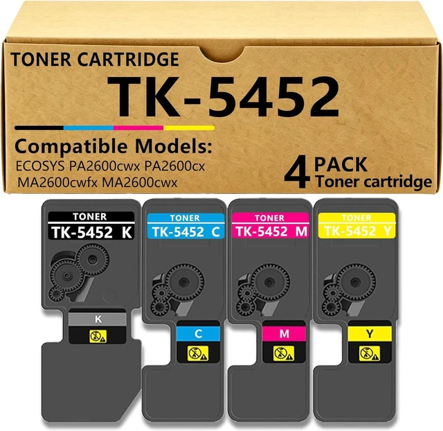 Main image of TK5452 Toner Compatible for Kyocera TK-5452 Toner Compatible for Kyocera ECOSYS PA2600cwx PA2600cx MA2600cwfx MA2600cfx Printer ( Black Cyan Magenta Yellow) 4 Pack