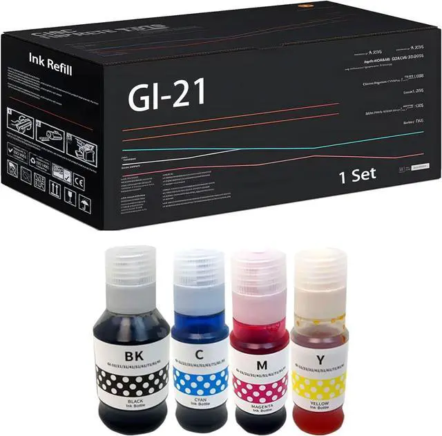 Main image of Compatible with Canon GI-21 Ink Refill Work for Canon G3260 G3262 G3270 G3272 G3290 G4270 G4280 Printers, with Chip, High Yield 6000 Pages, High-Definition Printing (1 Set)