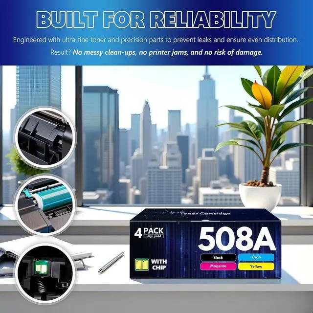 Alt view image 7 of 7 - BERRYSKY 508A Toner Cartridges 4 Pack Laser Jet M553 M553dn M553n Compatible for HP 508A HP508A 508X CF360A Toner Cartridges Set for Color Laser Enterprise M553 M553dn M553n M553X M552 M577
