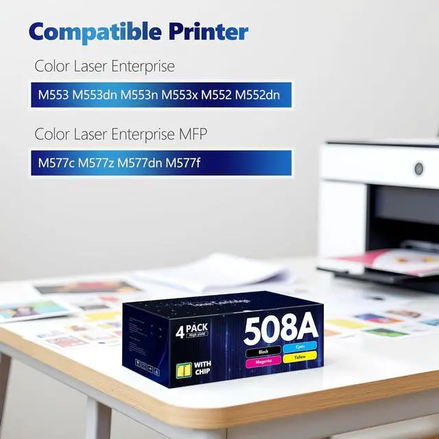 Alt view image 2 of 7 - BERRYSKY 508A Toner Cartridges 4 Pack Laser Jet M553 M553dn M553n Compatible for HP 508A HP508A 508X CF360A Toner Cartridges Set for Color Laser Enterprise M553 M553dn M553n M553X M552 M577