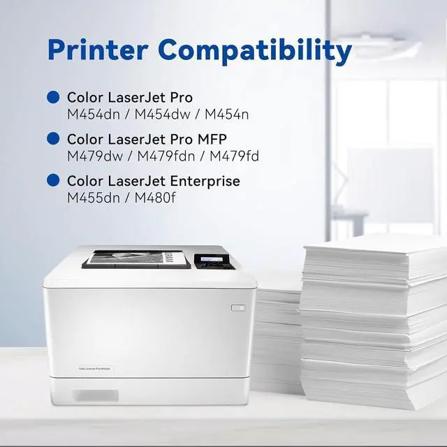 Alt view image 2 of 7 - 414A Toner Cartridges 4 Pack (with Chip) Compatible Replacement for HP 414A 414X Works with HP Color Laserjet Pro MFP M479dw M479fdn M479fdw M454dn M454dw M454nw Printer (Black, Cyan, Magenta, Yellow)