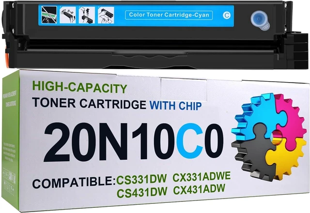Main image of 20N10C0 Cyan Toner Cartridge (with Chip), for Lexmark CS331dw CX331adwe CS431dw CX431adw Printers 1500 Pages with high-Capacity Ink cartridges Compatible 20H1HC0 20N1XC0 (1 Pack)