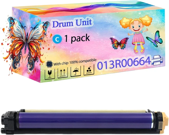 Main image of 013R00664 013R00663 Drum Unit Compatible with Xerox Color C70 Printer Color EC70 Printer PrimeLInk C9070 Printers, High Yield, Crisp Text, Smooth Printing (with Chip) (1 Pack Cyan)