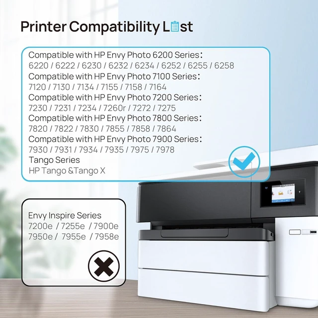 Alt view image 2 of 7 - 64XL Ink Cartridge for HP Printer Ink 64 XL Cartouche Encre for HP64XL Combo Pack Compatible for HP Envy 7155 7200 7255 7820 Series 7800 7822 7855 7858 Tango X Terra Printer (Black, Colour)