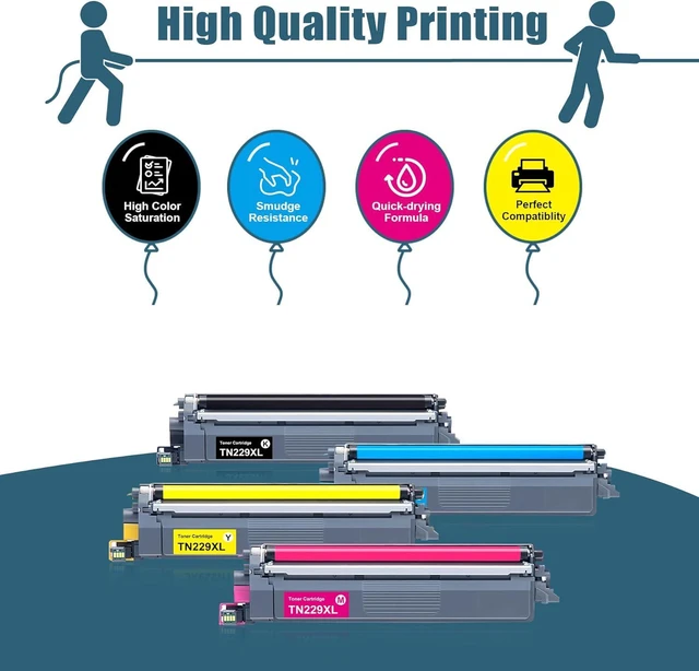 Alt view image 2 of 7 - Compatible TN229XL Toner Cartridges Replacement for TN229XL TN-229XL TN229 XL Toner High Yield for MFC-L3720CDW MFC-L3780CDW HL-L3280CDW HL-L3220CDW HL-L3300CDW Printer (4 Pack TN229XLBK/C/M/Y)