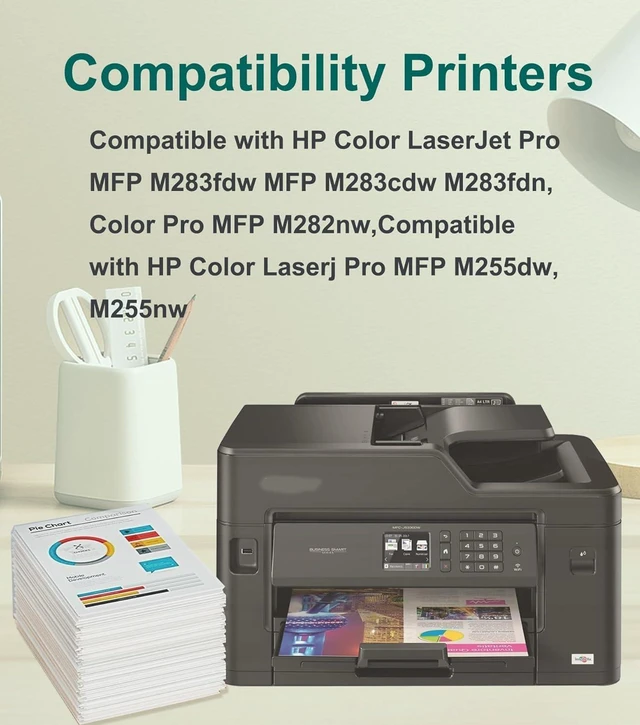 Alt view image 2 of 7 - 206A Toner Cartridges 4 Pack (with Chip) Compatible Replacement for HP 206A 206X for Color Laserjet Pro MFP M283fdw M283cdw M283fdn M282nw Pro M255dw M255nw M283 M255 Printer W2110A W2110X High Yield