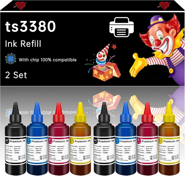 Main image of ts3380 Ink Refill Compatible with Canon MG2400 TS3380 TS3180 G2800 G2810 TR4580 IP2880 Printers, Enhanced Durability, Ideal for High-Volume Printing (2 Set)