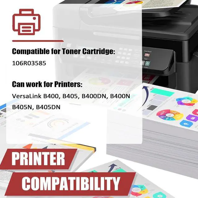 Alt view image 2 of 7 - B400 B405 Toner Cartridges Compatible for Xerox 106R03585 Toner Cartridge Work for Xerox VersaLink B400 B405 B400DN B400N B405N B405DN Printers