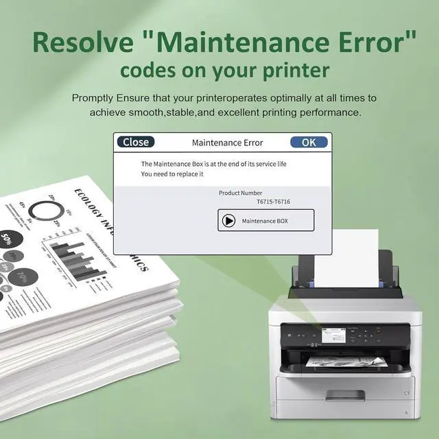 Alt view image 4 of 7 - T6715 T6716 Ink Maintenance Box Cartridge Replacement for Workforce Pro WF-3820 WF-4820 EC-4020 WF-4830 WF-4720 WF-4834 WF-4734 WF-4730 WF-4740 EC-4030 WF-M5799 WF-C5710 (8-Pack)