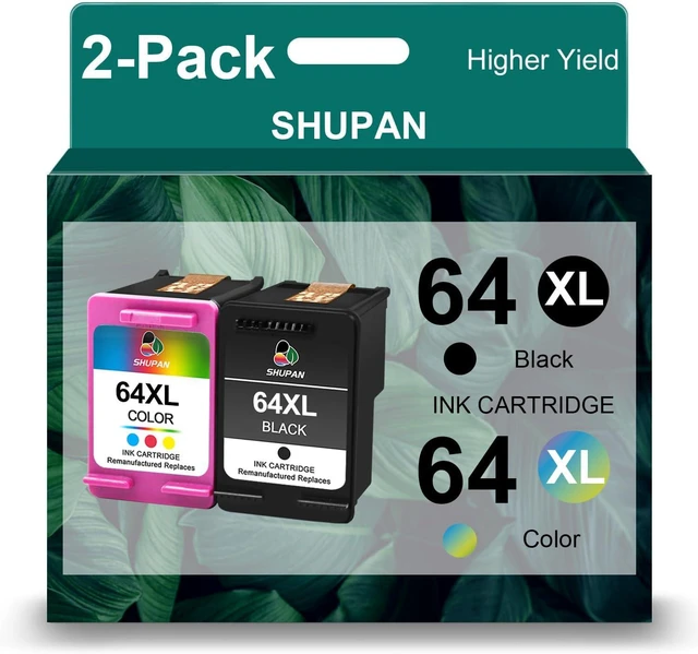 Main image of 64XL Ink Cartridges Black and Color Combo Pack Replacement for HP Ink 64 64XL 64 XL Ink for Envy Photo 7855 7858 6252 6255 7800 7100 7155 7158 Tango Tango X Tango Terra (2 Pack)