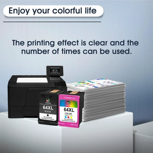 Alt view image 5 of 7 - 64XL Ink Cartridges Black and Color Combo Pack Replacement for HP Ink 64 64XL 64 XL Ink for Envy Photo 7855 7858 6252 6255 7800 7100 7155 7158 Tango Tango X Tango Terra (2 Pack)