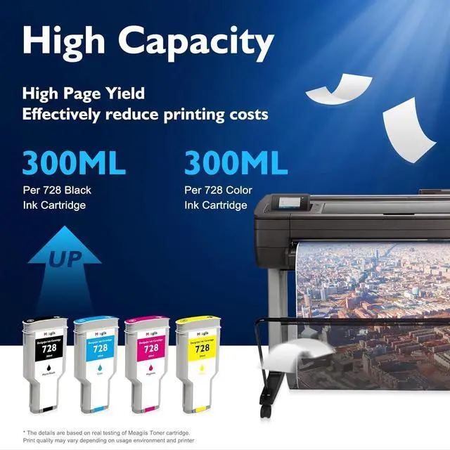 Alt view image 4 of 7 - 728 Ink Cartridge 300-ml with Chip High Capacity Replacement for HP